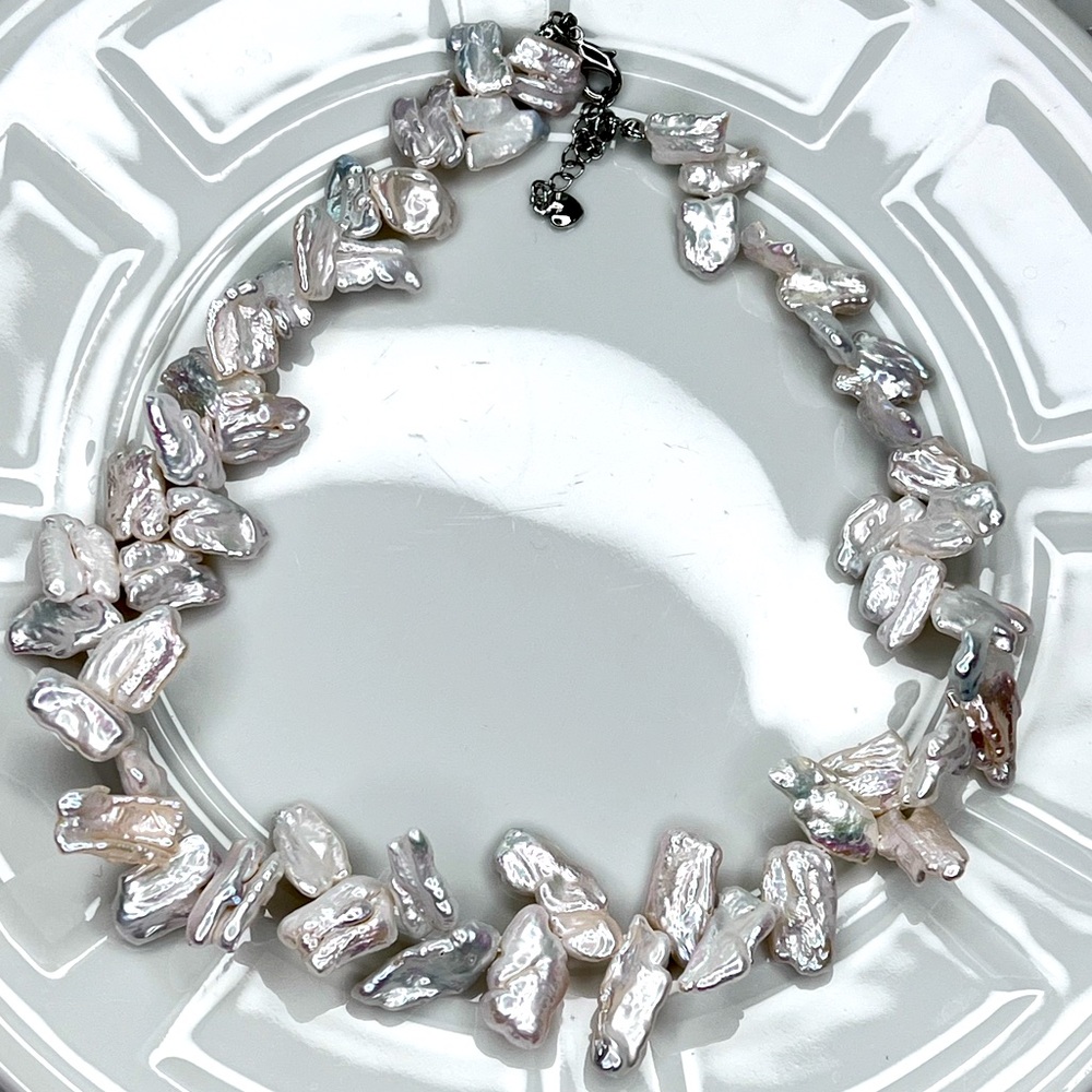 Handmade Freshwater High Luster Keshi Pearl Necklace Adjustable